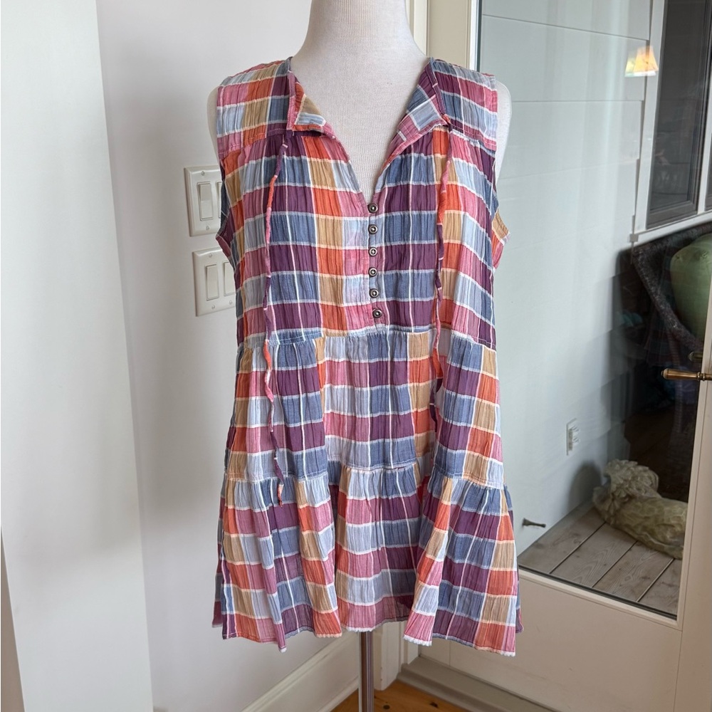 Anthropologie Multicolor Plaid Tank Top